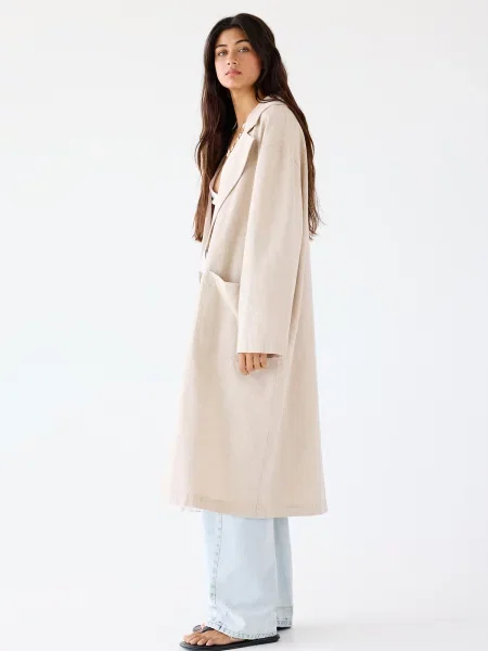 Pull&Bear Palton de primăvară-toamnă bej