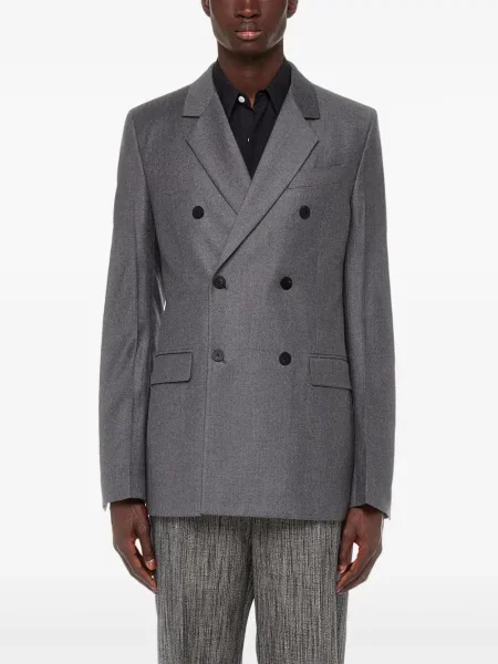 Vlněné dvouřadé sako Ferragamo šedé