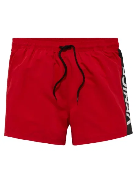 VENICE BEACH Plavecké šortky červená / černá bílá