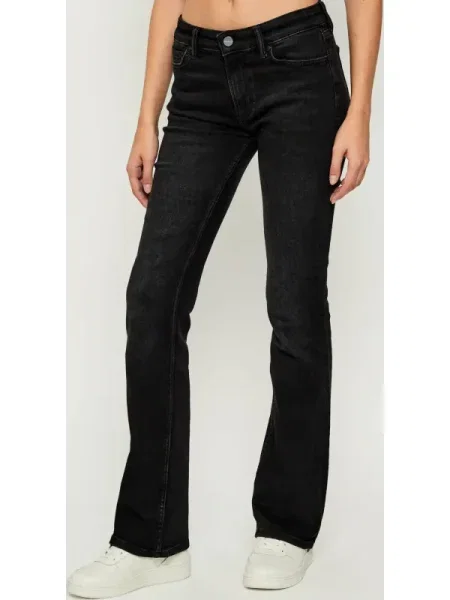 AllSaints Blugi HALDAN | flare fit | mid rise negru