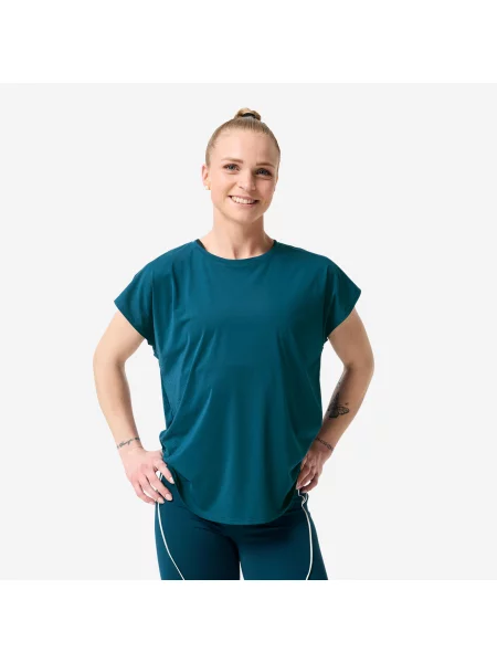 Koszulka fitness Domyos krótki rękaw niebieska
