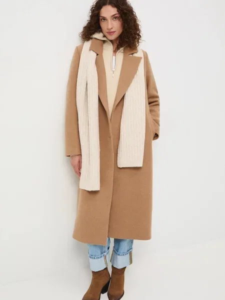Medicine płaszcz z domieszką wełny beżowy