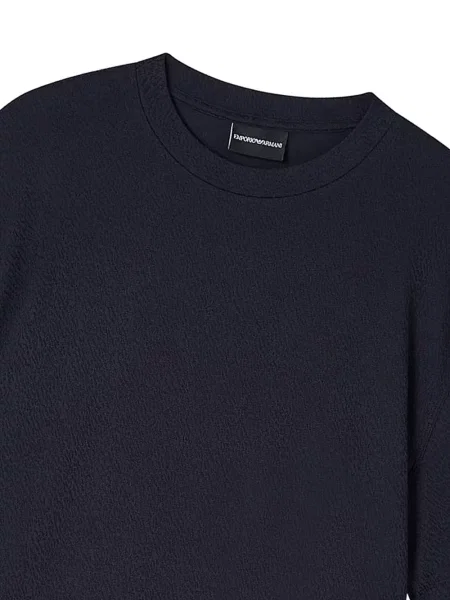 Μπλούζα Emporio Armani με κέντημα από κρεπ μπλε