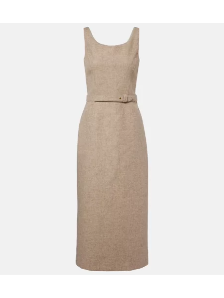 Rochie midi The Row de lână până la genunchi de costum bej