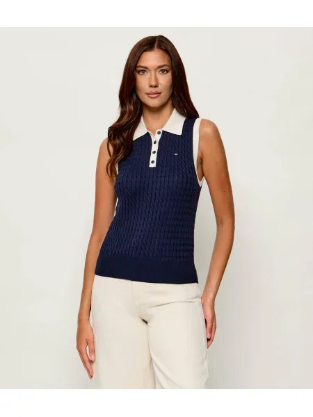 Tricou Tommy Hilfiger fără mâneci albastru