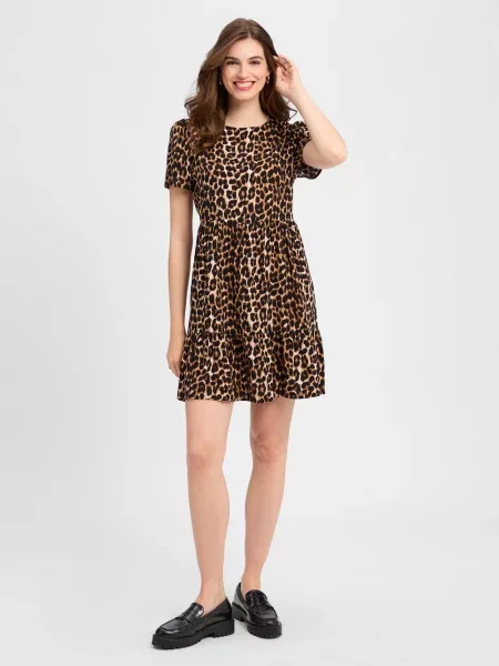 Vila Sukienka VIPaya Kobiety beżowy|brązowy|czarny wzorzysty 36 niebieska