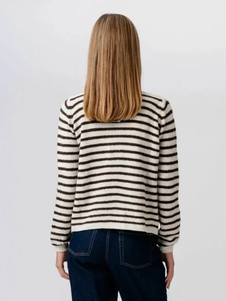 TEESHOPPEN Pulover Crizette Striped murdar alb