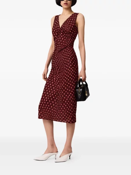 Rochie midi Stella Mccartney cu buline cu volane roșu