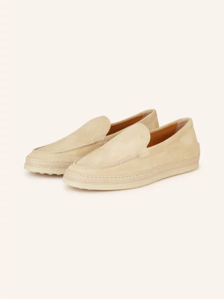 Tod's Mokasyny Gomma Rafia beige beżowe