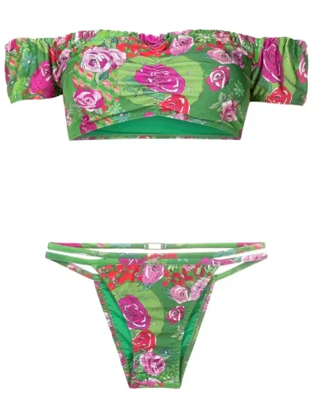 Bikini Amir Slama cu model floral cu imagine verde
