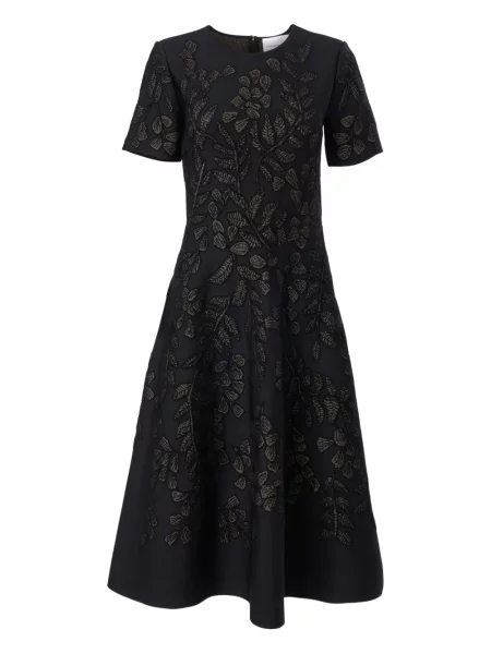 Rochie midi Carolina Herrera din jacard până la genunchi de costum negru