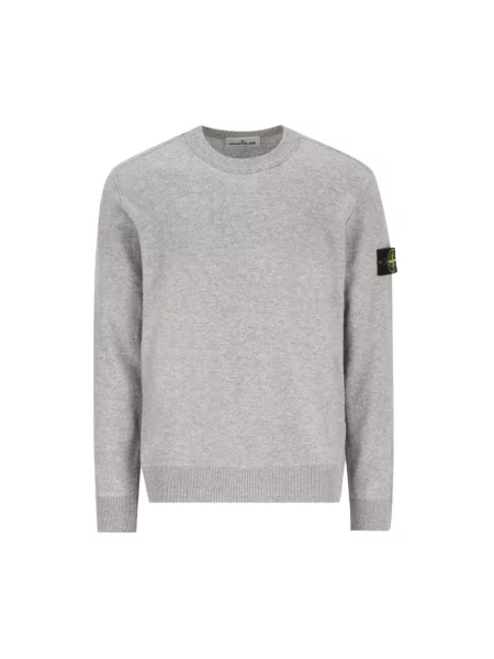 Sweter Stone Island wełniany z kamieniami szary