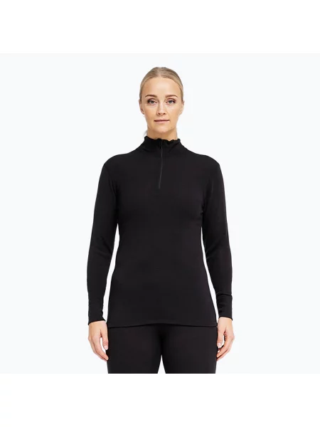Bluză termoactivă pentru femei Dovre Wool Zip black negru