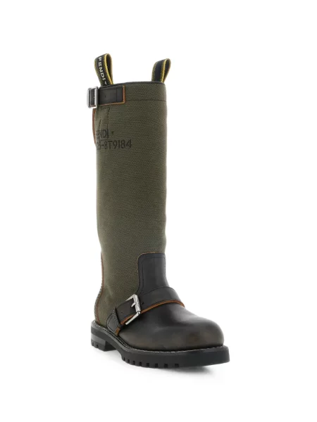 Botine Fendi din piele verde