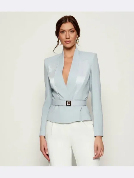 Elisabetta Franchi Jachetă cu adaos de lână gri
