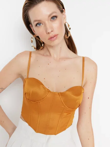 Satenast modrček Trendyol rjava