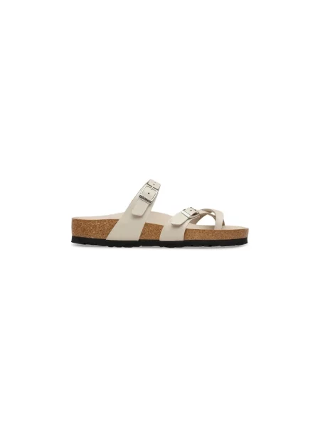 Klapki Birkenstock skórzane beżowe