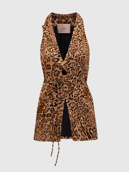 Жилет в анімалістичний принт Twinset коричневий