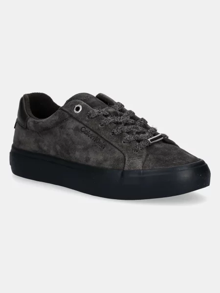 Велурени маратонки Calvin Klein LACE-UP SNEAKER SUEDE/WL CK зелено