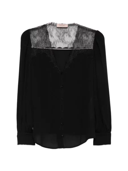 Bluză Twinset din dantelă negru