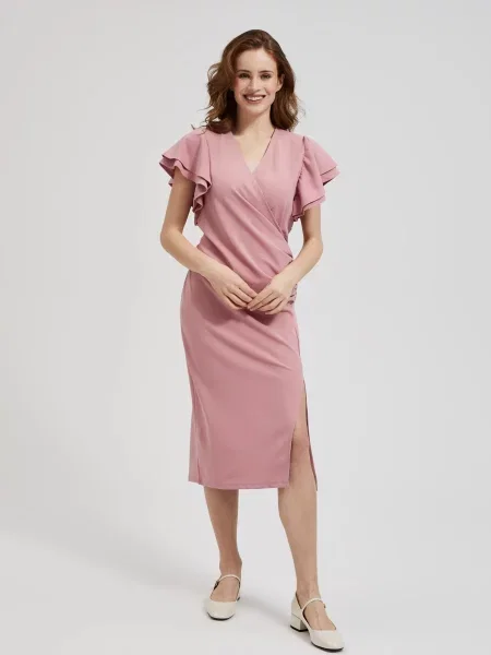 Sukienka midi Moodo do kolan garniturowa różowa