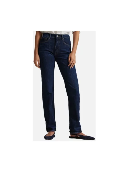 Jeansy straight leg Polo Ralph Lauren z wysoką talią niebieskie