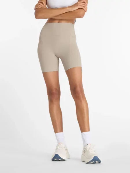Спортивні шорти New Balance Ribbed High Rise бежевий