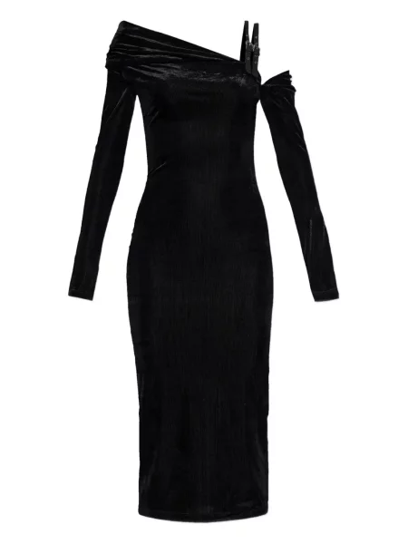 Sukienka jeansowa Versace Jeans Couture na sprzączkę do kolan garniturowa czarna