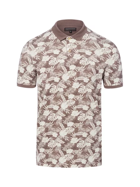 Finshley & Harding koszulka polo Mężczyźni wzorzysty S brązowy