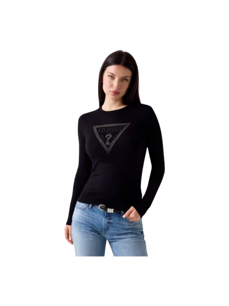 Sweter Guess z logo czarny