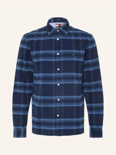 Tommy Jeans Kordová Košile Regular Fit tmavě / černošedá modrá