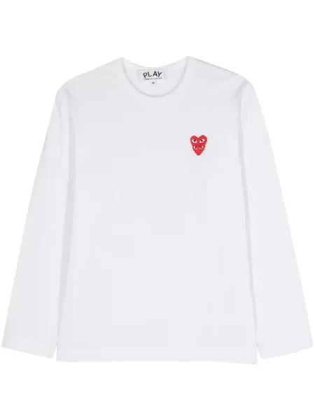 Tricou Comme Des Garcons Play cu motiv cu inimi alb