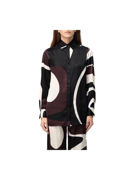 Jedwabna wielobarwność koszula Kiton w abstrakcyjne wzory