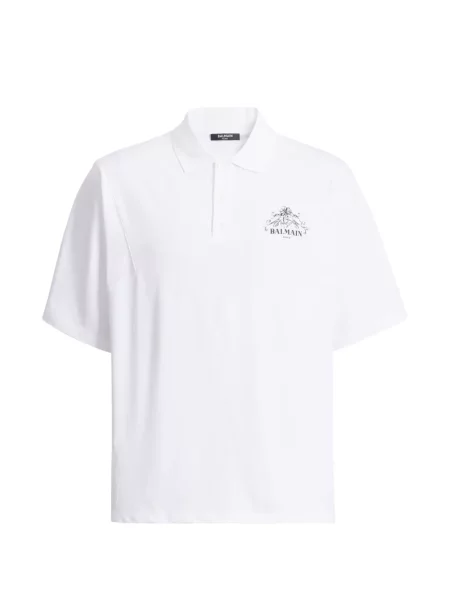 Tricou polo Balmain cu imagine alb
