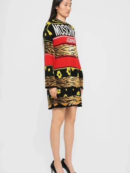 Шерстяное платье Moschino в полоску