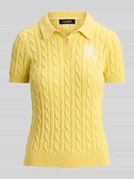 Koszulka polo z dzianiny o kroju regular fit z wyhaftowanym logo Lauren Ralph Lauren żółta