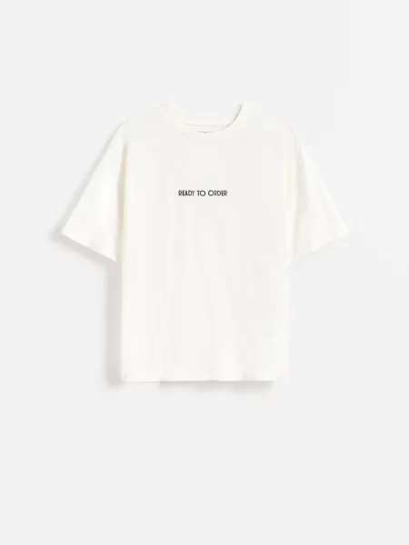 Reserved Mintás póló krémszínű