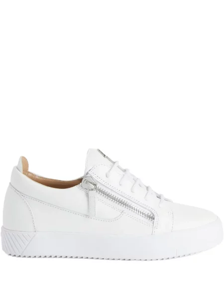 Sneakerși Giuseppe Zanotti cu șireturi din dantelă alb