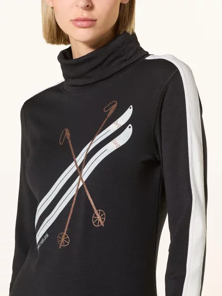 Super.Natural Svetr Kryssede Ski Roll Neck černá bílá