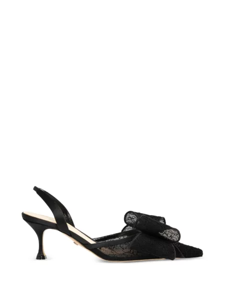 Pantofi cu toc Mach & Mach din dantelă slingback negru