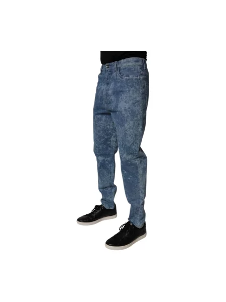 Skinny jeansy skinny Dolce And Gabbana wiązane niebieskie