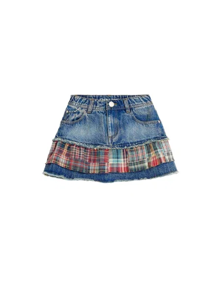 Desigual Fustă albastru denim / albastru deschis / roșu negru
