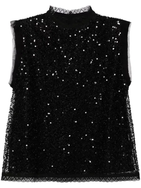 Top Shiatzy Chen cu paiete negru