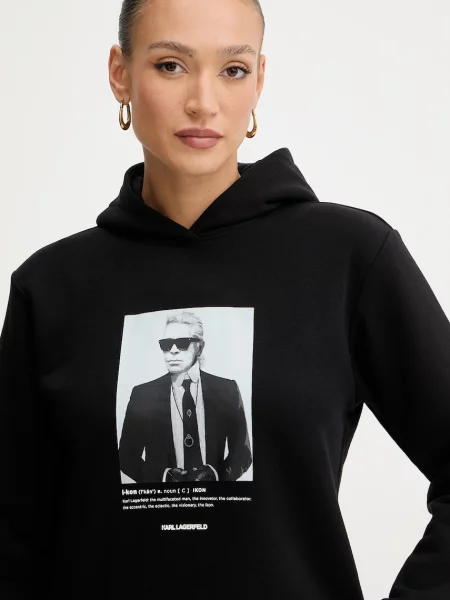 Свитер Karl Lagerfeld с капюшоном с принтом черный