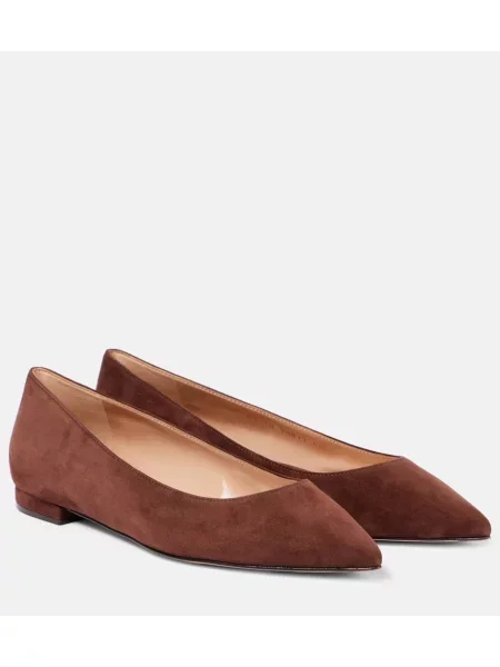 Balerini Gianvito Rossi din piele de căprioară maro
