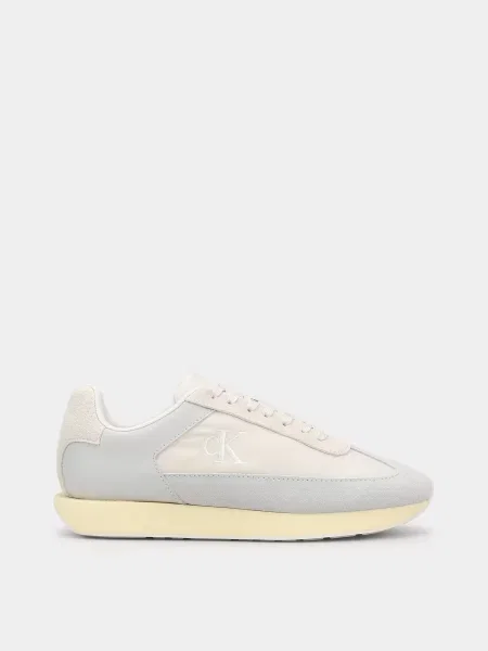 Шкіряні Кросівки Calvin Klein RETRO RUNNER LACEUP WINGT MIX кремовий