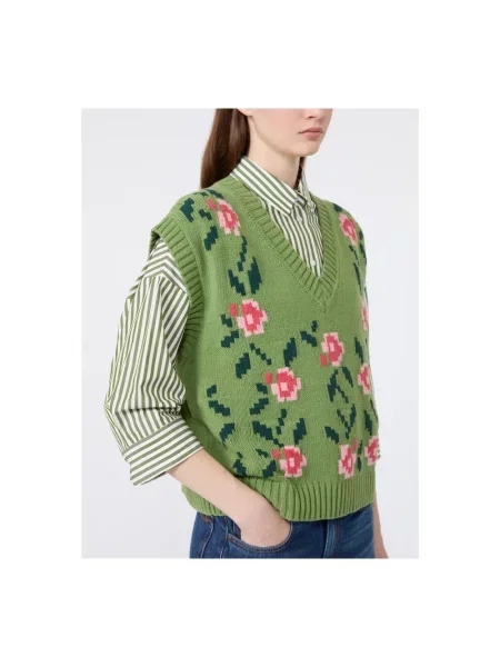 Dzianinowy sweter Weekend Max Mara zielony