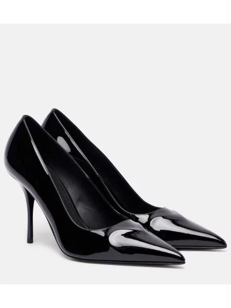 Pantofi cu toc Alaïa din piele de lac negru