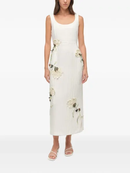 Rochie midi Simkhai cu model floral din jacard alb