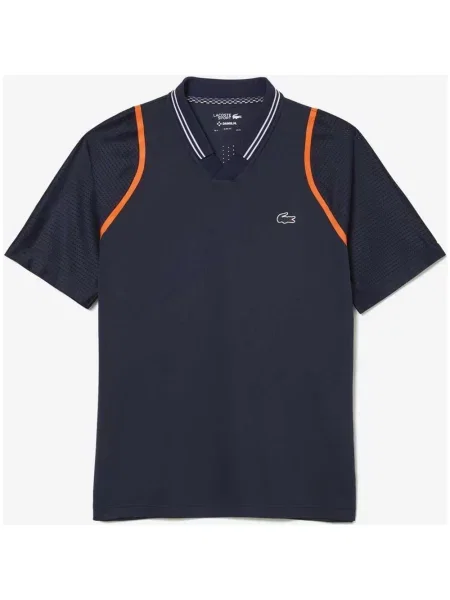 Koszulka polo Lacoste Tennis × Daniil Medvedev z krótkim rękawem granatowo-pomarańczowa XS niebieska